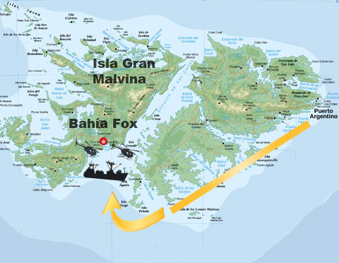 Ubicación de Bahía Fox en Isla Gran Malvina